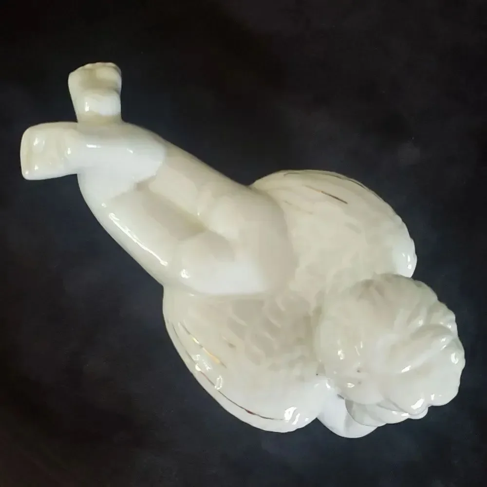 Adorable Vintage Porcelain Angel Lying on Stomach Leaning Chin on Hands 7.5